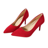 Spring New Large-Size High-Heeled Single-Shoe Rubber Sheel Fine Heel Light-Mouthed Women's Velvet High-Heeled