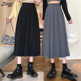 Skirts Women Pleated Chic Friend Basic Autumn College Girls Bottom All-match Casual High Waist Teens Mujer Faldas