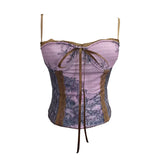 Vintage Ink Painting Niche Hottie Sling Vest With Chest Cushion Short Tie Tector-Meared Blouse Woman