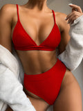 Zingj 2023 Outer Single Bikini Burst Solid Color Bikini Women's Split Swimsuit Triangle Bikini