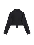 Women Blouses Harajuku Punk Streetwear Black Casual Gothic Tie Blouse Vintage Long Sleeve Loose Turn Down Collar Shirt