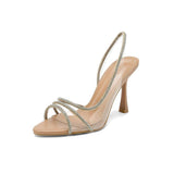 Water Drill Fine Heel Sandals Women 2025 Summer New Fish Mouth Pointed Temperament Word Fish Open Toe Heel