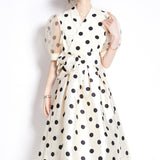 Dress Female High-End Light Luxury Famous Bubble Bubble Sleeve Dress Design Feel Waist Strap Fluffy French
