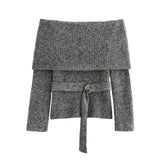 Women's INS Burst Retro Fashion Temperament With Belted Shoulder Knitted