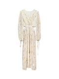 Xixi 2025 Spring New French Temperament Printed High-Rise Long Sleeves With Thin Coat Dress
