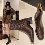 Children 2025 Autumn And Winter New French Retro Square Head Coarse Zipper Elegant And Fashion