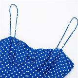 Polka Dot Corset Dress Woman Blue Slip Long Dress Women 2023 Backless Sexy Party Dresses Women Summer Midi Evening