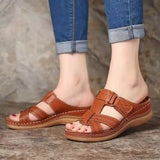 Zingj Size Summer Leisure Retro Sloping Thick Thick Shoe Leather One-Line Women's
