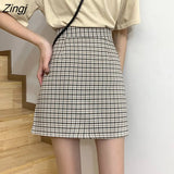 Women Plaid A-line Fashion All-match Students Ulzzang Chic Casual Elegant Ladies Classy Stylish Tender Female Slim