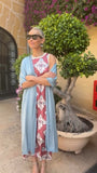 Summer New Temperament Elegant Printed Dress Collar Vest Two-Piece Set