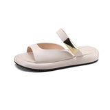 Female Summer Outside Wear 2025 New Flat Bottom Leisure Beach Shoe Cover Toe Sandals Fairy Wind Word