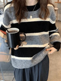 Color Block Striped Knit Sweater- Outfit