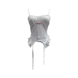 Shooting Hottie Sexy Sling Sling Vest Lace Side Splicing Letter Embroidery Short Outer Wearing Sleeveless Small Top