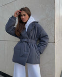 Winter New Thickened Collared Waist Cotton Coat Thin Solid Cotton Coat