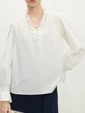 Temperament Lace Lace V-Neck Shirt Women's Spring 2025 Design Sense Niche Elegant Loose