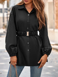 Autumn And Winter Women's Wear 2025 Fashion New Solid Color Shirt Collar Single Breasted Belt Shirt Coat
