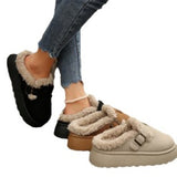 Plus Thick Hairy Shoes Women's Bobbs Shoes 2025 Autumn And Winter New Warm One-Foot Thick-Soled Cotton