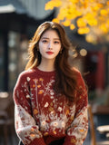 Retro-Red Age-Red Red Sweater In Autumn And Winter 2025 Women Loose Outer Wear Cover-Up Knitted