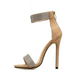 High Heel Sandals Women 2025 Summer Fine Heel Fashion Shoes Round Head Zipper Roman