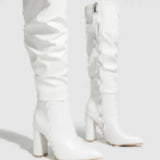 Pointed Head Thick And Fashion Tips Naturally Wrinkled Inside Zipper Fashion Boots Large-Size Bare