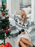 New Loose Round-Neck Christmas Deer Pattern Knitted Knitted