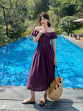 Xixi 13 Line 2025 Summer New Temperament Lotus Leaf Side Holiday Wind High Waist Thin Joint Dress