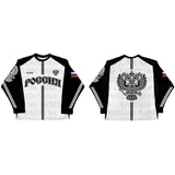 Retro Flag Aesthetic Long-Sleeved Jersey T-Shirt Y2k Loose Sports High Street Collar