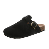 Size 35-45 Vintage Women's Shoes One Foot Flat Bottom Bag Head Half Slippers Women's Summer Wear Round Head Belt Buckle Cool