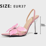 Three-Dimensional Phantom Butterfly Mirror Snake Pattern Blue Lady High Heel Sandals Ultra-High