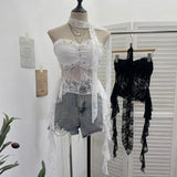 Shooting Street Lace Tectory Hottie Wearing Chest Pad Sexy Irregular Ribbon Sleeveless Top