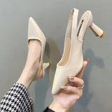 Spring And Summer New Pointed High-Heeled Shoes Women's Fine Heel Head Sandals Behind The Empty Shallow Single Shoes Women