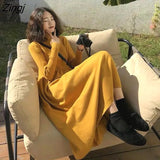 Sleeve Dress Women Knitted Stretch Soft Elegant Pure Fall Spring Lady Knitwear All-match Ulzzang Pregnant Vestido