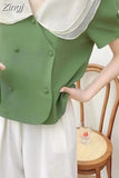 Fashion Women Blouse Shirt 2023 Vintage Double Ruffle Collar Blusas Elegant Korean Style Blouses Woman Ol Ladies