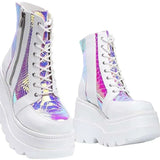 Boots 2025 Explosion Autumn And Winter Leather Boots High Gangs Of Cake Single Shoes Women's Ultra-High Heel And Large Size Women's