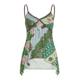 Made Old Plant Floral Print Slings Small Vest 2025 Summer Sub-Cultural Fashion New