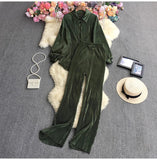 Suit Female Temperament Loose Long-Sleeved Shirt Two Sets Of Leisure High-Waist Hanging Pendant 100