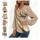 Explosion Top-Print T-Shirt Bottom Knitted Long-Sleeved Long-Sleeved