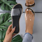 Women's Shoes 2025 Summer New PVC Word With The Outer Wear Flat Slippers Women Light Cool