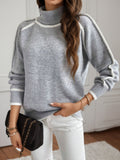 And Winter Knitted Shirt Women's Jacket Long-Sleeved High-Necked Top Solid Color Loose Casual Jump
