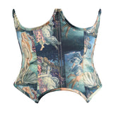 New Tight-Bossed Retro-Print Venus Oil Painting Fish Bone Tiring Belt Waist