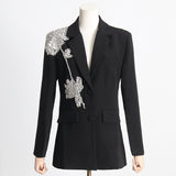 Zingj New Ins Temperament Heavy Industry Nail Bead Three-Dimensional Flower Splicing Loose Show Thin Elegant Suit Jacket