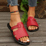 Flat Bottom Hollow One-Word Slippers Women Leisure Hollow Fish Mouth Beach Cold Slippers