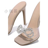 Summer Water Drill Bow High With Slippers Female Sharp Tips And Fashion Slippers