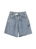 Waist Denim Shorts Women Fashion 2023 New Casual Harajuku Wide Legs Ripped Jeans Short Washed Female Summer Cotton