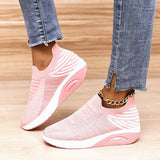 Version Of Spring And Autumn Flying Elastic Single Shoes Women Thick Bottom Slope He Leisure Shoes Slacker Happy