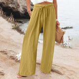 Casual Solid Color Trousers Wide