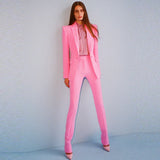 Star Professional Fashion Fashion A Buckle Button Long Suit + Small Trousers Set Two