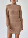 And Winter Half-High Collar Knitted Dress Women's Fashion Pure Color Sexy Bag Ass