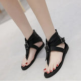 Shoes Summer 2025 New Retro Roman Shoes Belt Buckle Toe Flat Summer Shoes