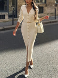 Women's Delicate High-End Front Buckle With Belt Knitted